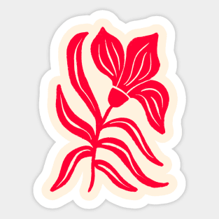 Red Stylized Tulip Sticker